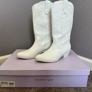 Madden Girl White Heeled Boots